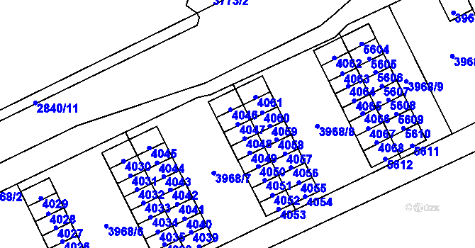 Parcela st. 4047 v KÚ Chomutov I, Katastrální mapa