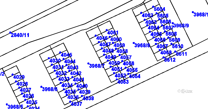 Parcela st. 4049 v KÚ Chomutov I, Katastrální mapa