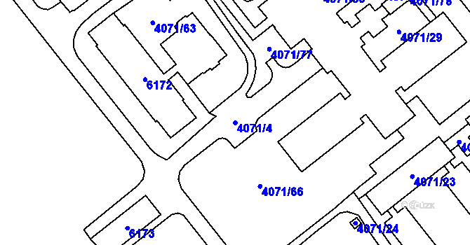 Parcela st. 4071/4 v KÚ Chomutov I, Katastrální mapa