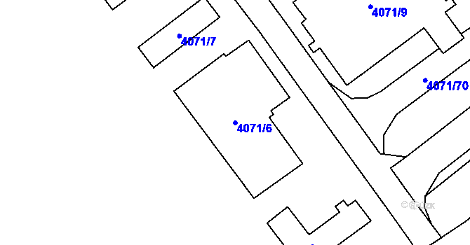 Parcela st. 4071/6 v KÚ Chomutov I, Katastrální mapa