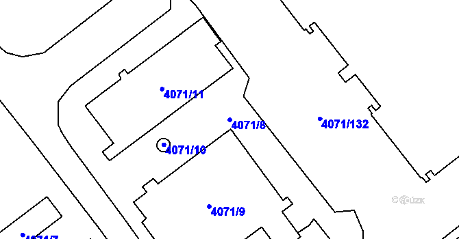 Parcela st. 4071/8 v KÚ Chomutov I, Katastrální mapa