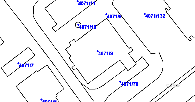 Parcela st. 4071/9 v KÚ Chomutov I, Katastrální mapa