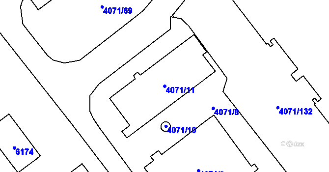 Parcela st. 4071/11 v KÚ Chomutov I, Katastrální mapa