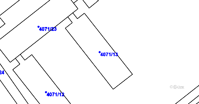 Parcela st. 4071/13 v KÚ Chomutov I, Katastrální mapa