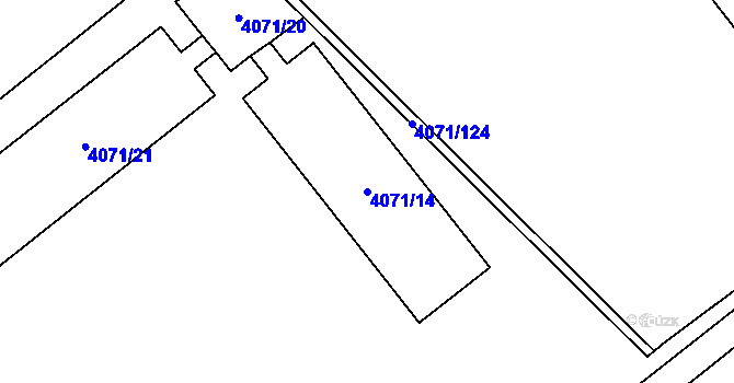 Parcela st. 4071/14 v KÚ Chomutov I, Katastrální mapa