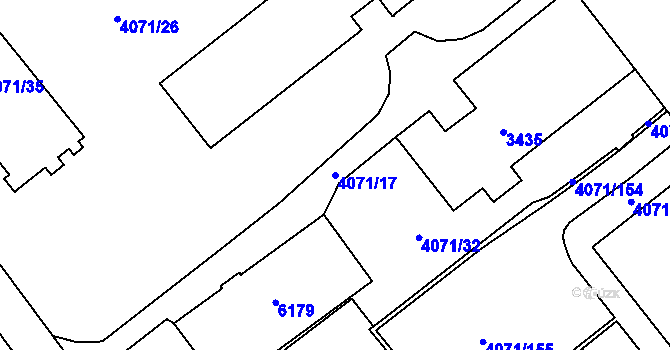 Parcela st. 4071/17 v KÚ Chomutov I, Katastrální mapa