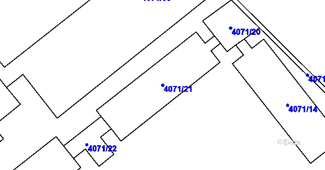 Parcela st. 4071/21 v KÚ Chomutov I, Katastrální mapa