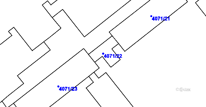 Parcela st. 4071/22 v KÚ Chomutov I, Katastrální mapa