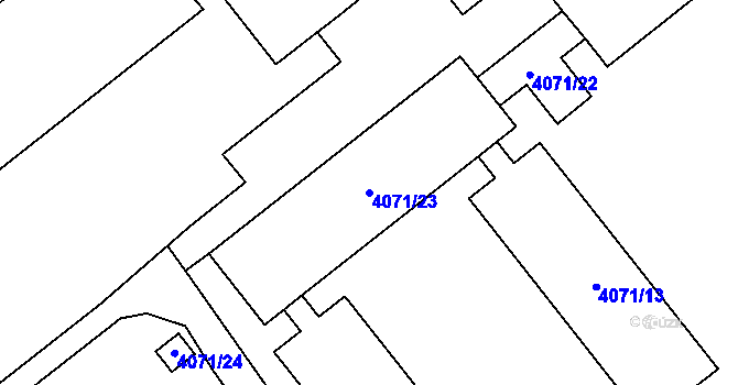 Parcela st. 4071/23 v KÚ Chomutov I, Katastrální mapa