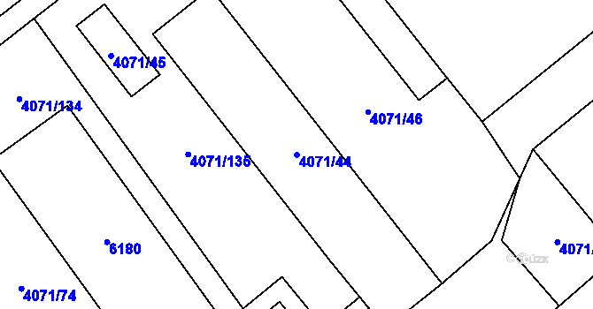 Parcela st. 4071/44 v KÚ Chomutov I, Katastrální mapa
