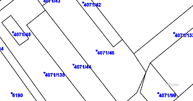 Parcela st. 4071/46 v KÚ Chomutov I, Katastrální mapa