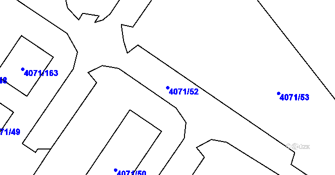 Parcela st. 4071/52 v KÚ Chomutov I, Katastrální mapa