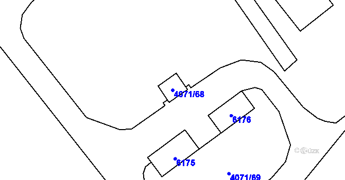 Parcela st. 4071/68 v KÚ Chomutov I, Katastrální mapa