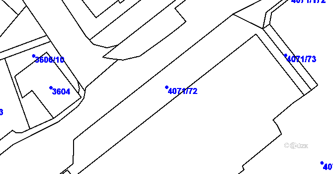 Parcela st. 4071/72 v KÚ Chomutov I, Katastrální mapa