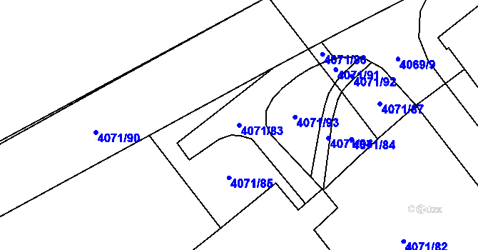 Parcela st. 4071/83 v KÚ Chomutov I, Katastrální mapa