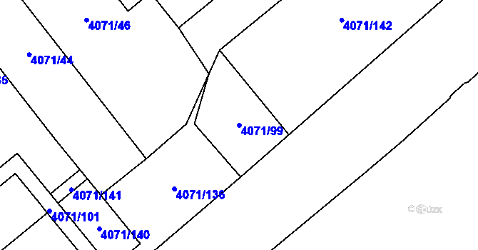 Parcela st. 4071/99 v KÚ Chomutov I, Katastrální mapa