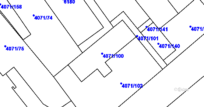 Parcela st. 4071/100 v KÚ Chomutov I, Katastrální mapa