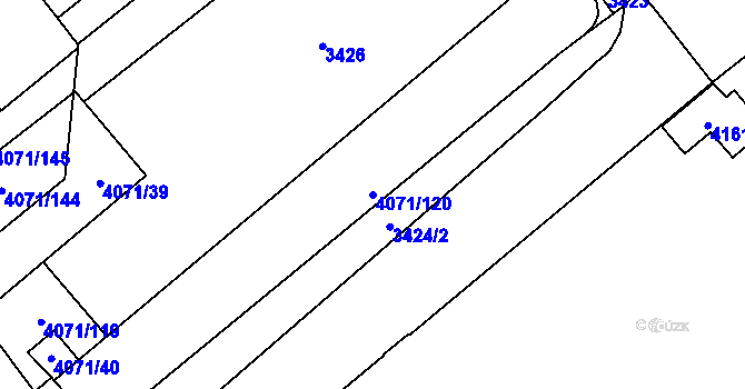 Parcela st. 4071/120 v KÚ Chomutov I, Katastrální mapa