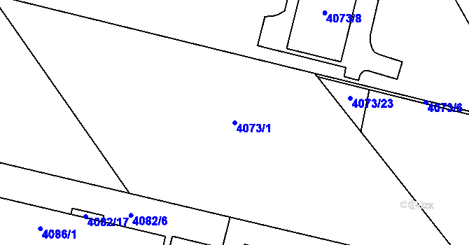 Parcela st. 4073/1 v KÚ Chomutov I, Katastrální mapa