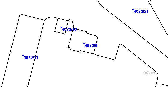 Parcela st. 4073/9 v KÚ Chomutov I, Katastrální mapa