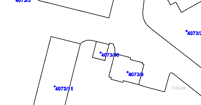Parcela st. 4073/10 v KÚ Chomutov I, Katastrální mapa