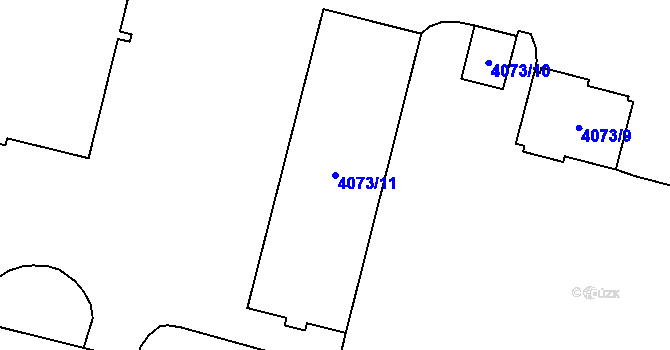 Parcela st. 4073/11 v KÚ Chomutov I, Katastrální mapa