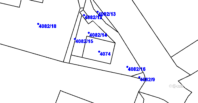 Parcela st. 4074 v KÚ Chomutov I, Katastrální mapa