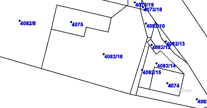 Parcela st. 4082/18 v KÚ Chomutov I, Katastrální mapa