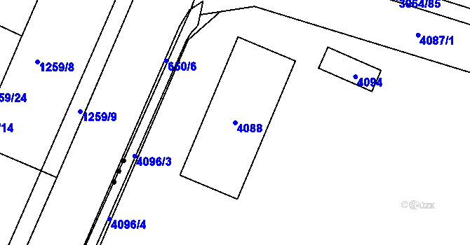 Parcela st. 4088 v KÚ Chomutov I, Katastrální mapa