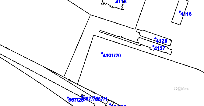 Parcela st. 4101/20 v KÚ Chomutov I, Katastrální mapa