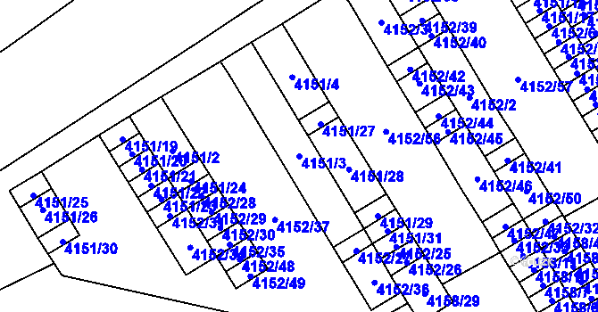 Parcela st. 4151/3 v KÚ Chomutov I, Katastrální mapa