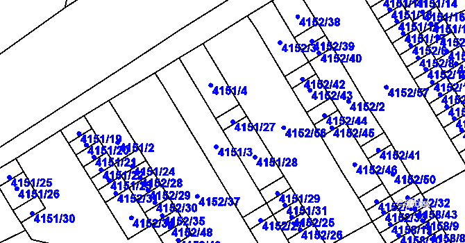 Parcela st. 4151/27 v KÚ Chomutov I, Katastrální mapa
