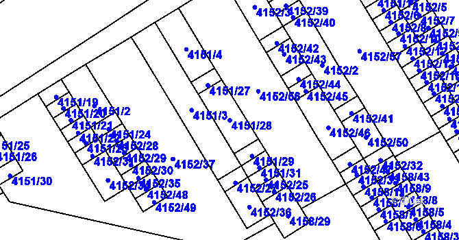 Parcela st. 4151/28 v KÚ Chomutov I, Katastrální mapa