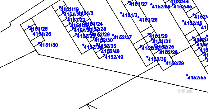 Parcela st. 4152/49 v KÚ Chomutov I, Katastrální mapa