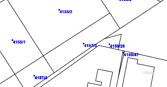 Parcela st. 4157/3 v KÚ Chomutov I, Katastrální mapa