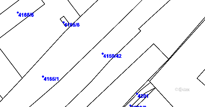 Parcela st. 4159/42 v KÚ Chomutov I, Katastrální mapa