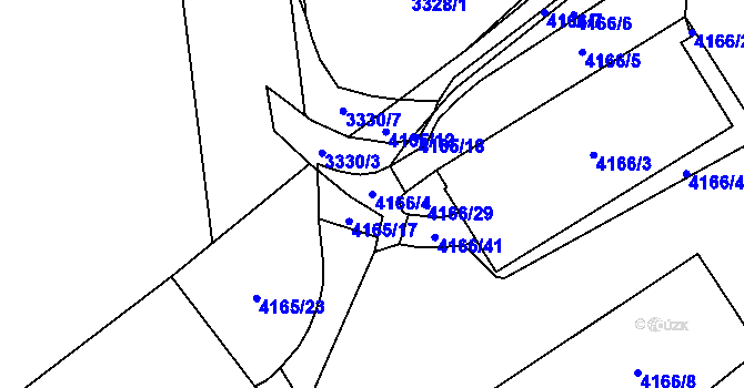 Parcela st. 4166/4 v KÚ Chomutov I, Katastrální mapa