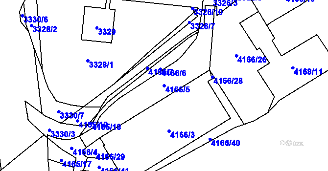 Parcela st. 4166/5 v KÚ Chomutov I, Katastrální mapa