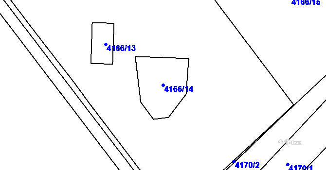 Parcela st. 4166/14 v KÚ Chomutov I, Katastrální mapa