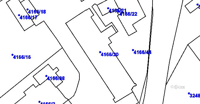Parcela st. 4166/20 v KÚ Chomutov I, Katastrální mapa