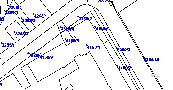 Parcela st. 4168/1 v KÚ Chomutov I, Katastrální mapa