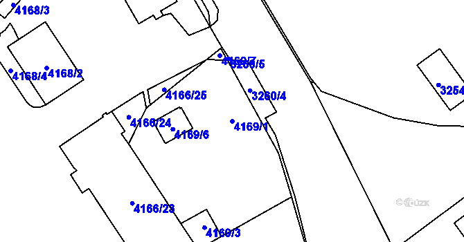Parcela st. 4169/1 v KÚ Chomutov I, Katastrální mapa