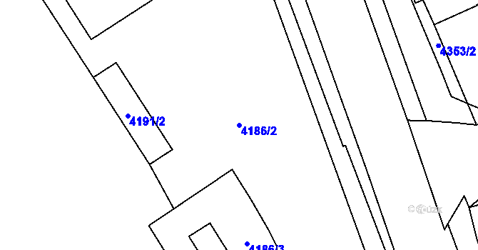 Parcela st. 4186/2 v KÚ Chomutov I, Katastrální mapa