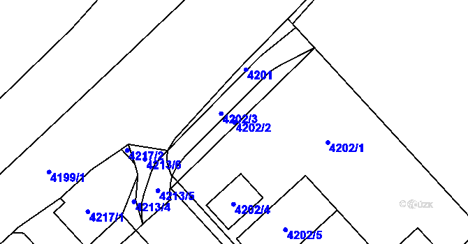 Parcela st. 4202/2 v KÚ Chomutov I, Katastrální mapa