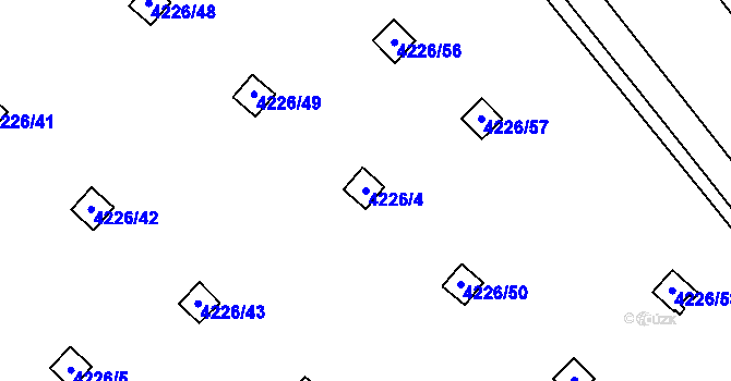 Parcela st. 4226/4 v KÚ Chomutov I, Katastrální mapa