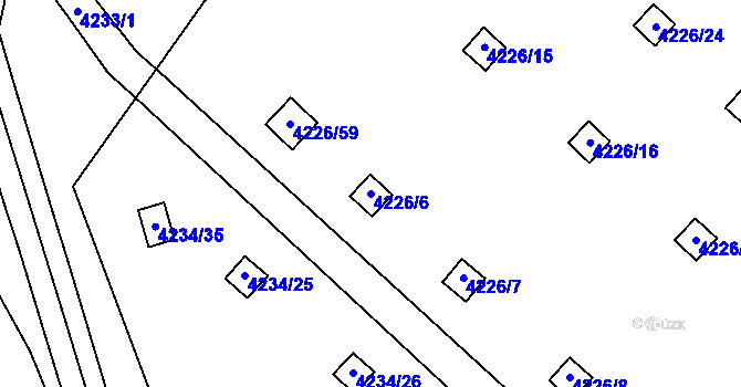 Parcela st. 4226/6 v KÚ Chomutov I, Katastrální mapa