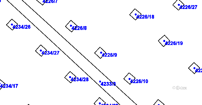 Parcela st. 4226/9 v KÚ Chomutov I, Katastrální mapa