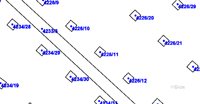 Parcela st. 4226/11 v KÚ Chomutov I, Katastrální mapa