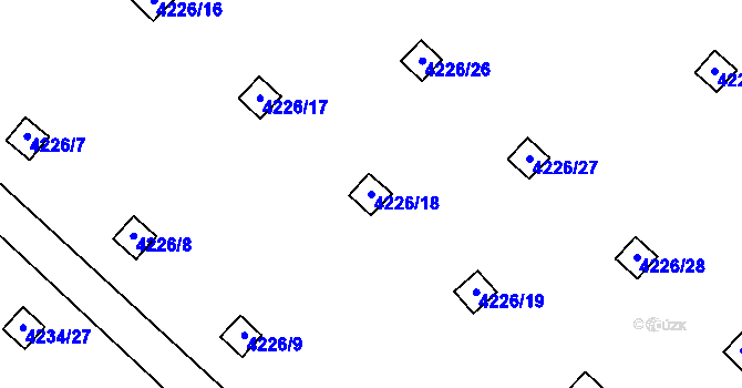 Parcela st. 4226/18 v KÚ Chomutov I, Katastrální mapa