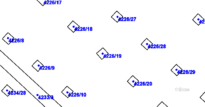 Parcela st. 4226/19 v KÚ Chomutov I, Katastrální mapa